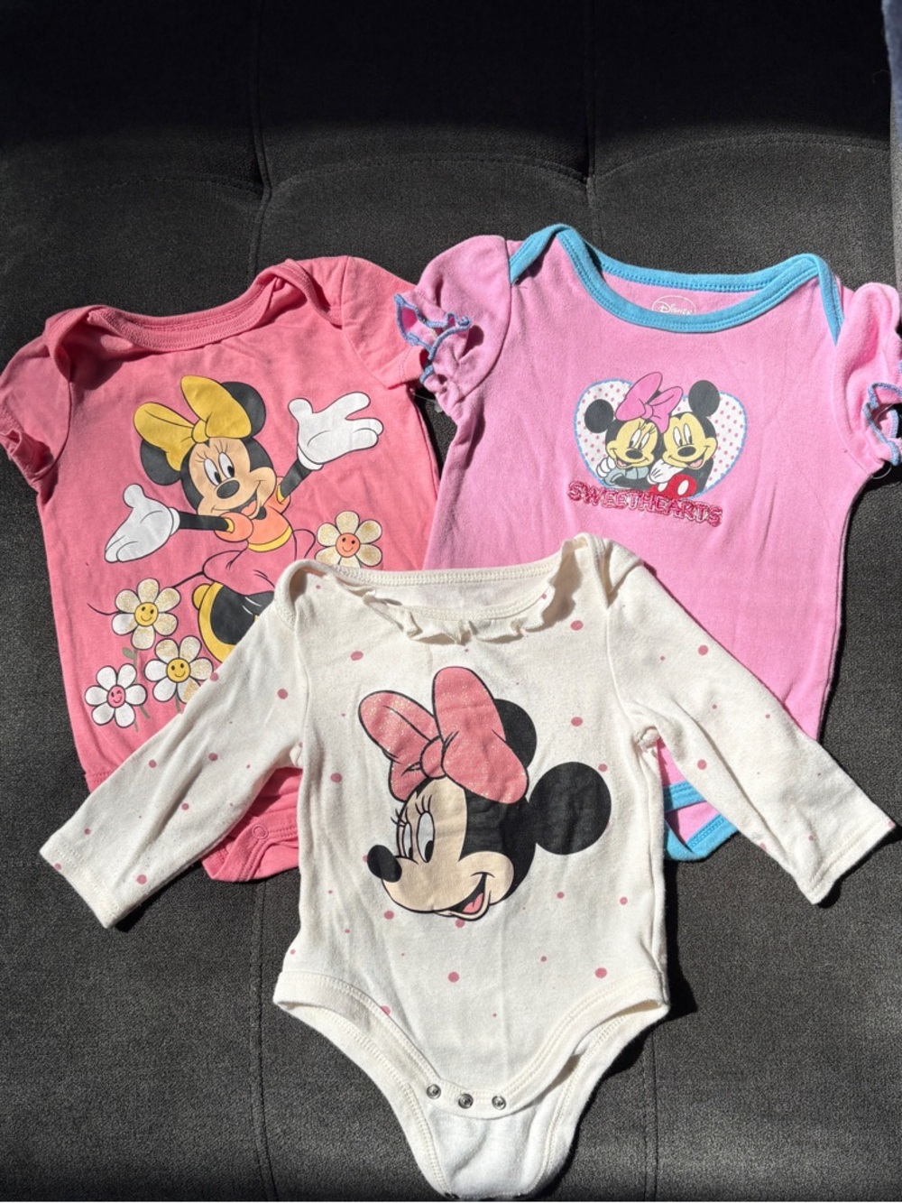 Disney Baby Minnie Mouse Onesie Bundle 3-6M Pink Bodysuits
